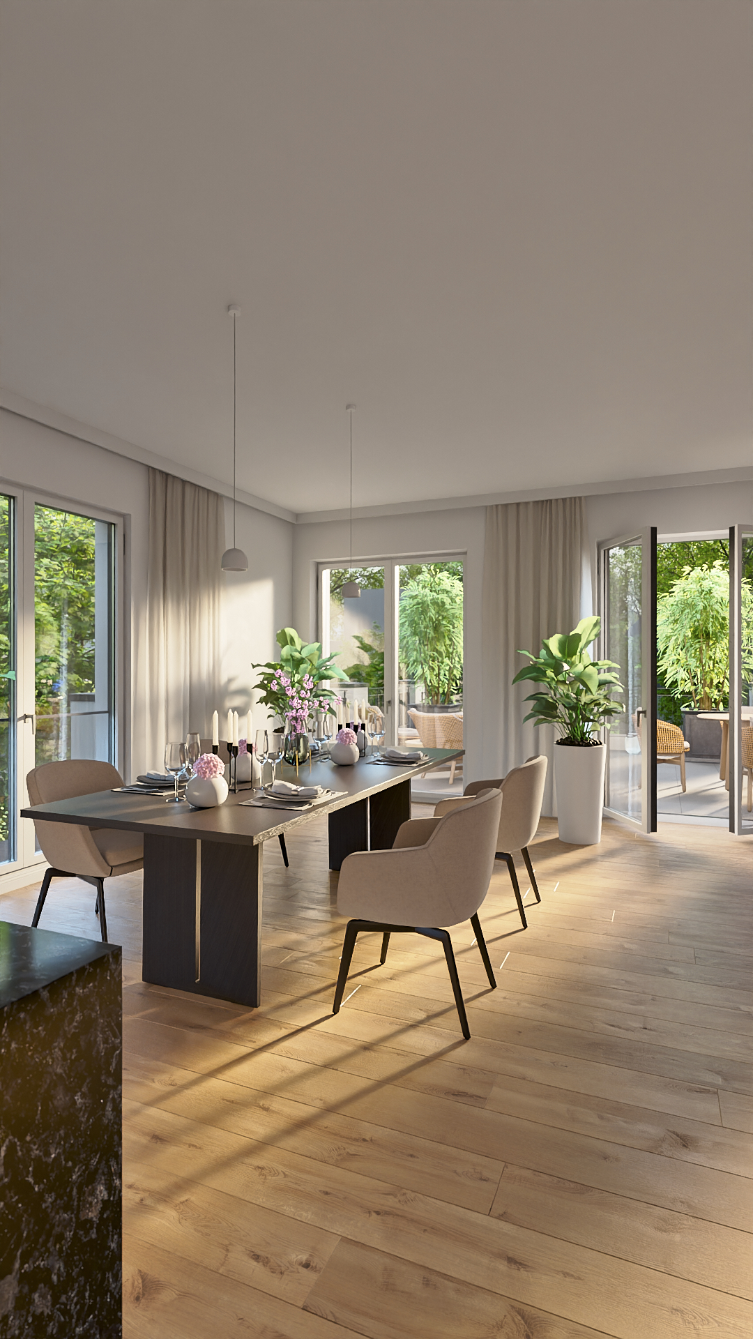 Essbereich mit Blick zur Terrasse